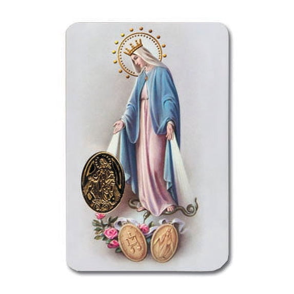 Our Lady of Miraculous Medal Laminated Catholic Prayer Holy Card with ...