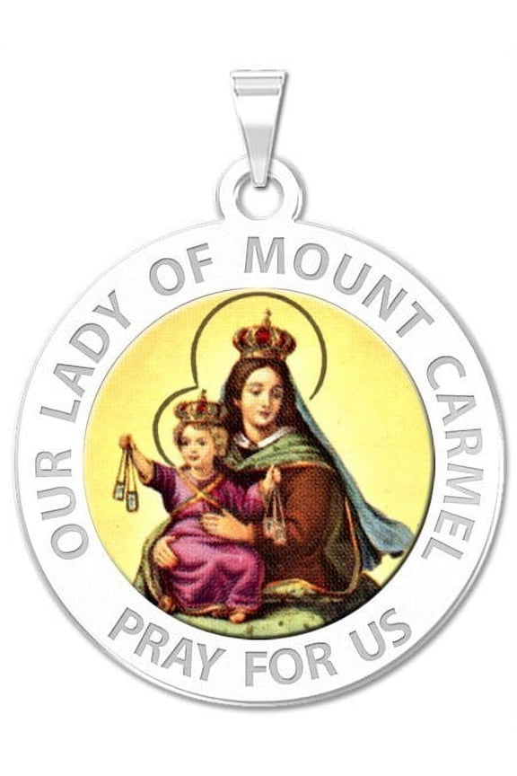 Our Lady of Mount Carmel Religious Medal Color - 3/4 inch Size of a Nickel -Sterling Silver