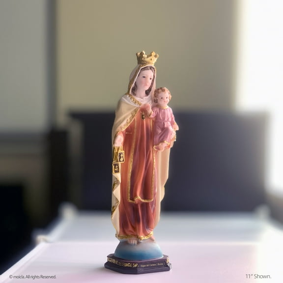 Our Lady of Mount Carmel Resin Figurine - 12 Inch Catholic Home Decorative Figurine