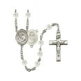 thumbnail image 1 of Our Lady of Mount Carmel Silver-Plated Rosary 6mm April Crystal Fire Polished Beads Crucifix Size 1 3/8 x 3/4 medal charm, 1 of 1