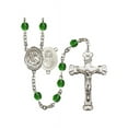 thumbnail image 1 of Our Lady of Mount Carmel Silver-Plated Rosary 6mm May Green Fire Polished Beads Crucifix Size 1 5/8 x 1 medal charm, 1 of 1