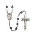thumbnail image 1 of Our Lady of Olives Silver-Plated Rosary 6mm Hematite Beads Crucifix Size 1 3/4 x 1 medal charm, 1 of 1