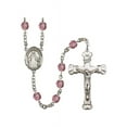 thumbnail image 1 of Our Lady of Peace Silver-Plated Rosary 6mm February Purple Fire Polished Beads Crucifix Size 1 5/8 x 1 medal charm, 1 of 1