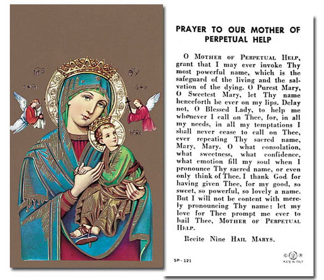Our Lady of Perpetual Help Catholic Prayer Holy Card with Prayer on ...