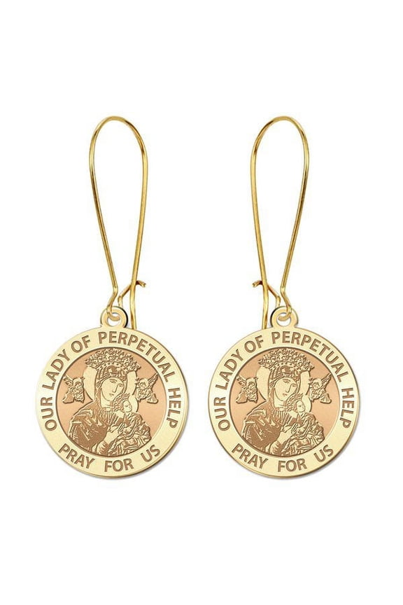 Our Lady of Perpetual Help Earrings - 15mm - 14K Yellow Gold