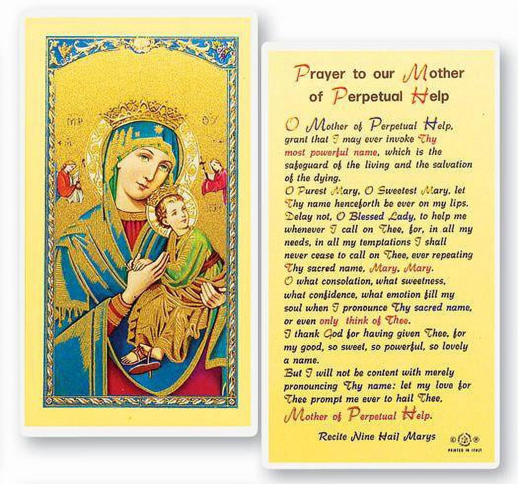 Our Lady of Perpetual Help Laminated Catholic Prayer Holy Card with ...