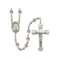 thumbnail image 1 of Our Lady of Perpetual Help Silver-Plated Rosary 6mm June Light Purple Fire Polished Beads Crucifix Size 1 5/8 x 1 medal, 1 of 1