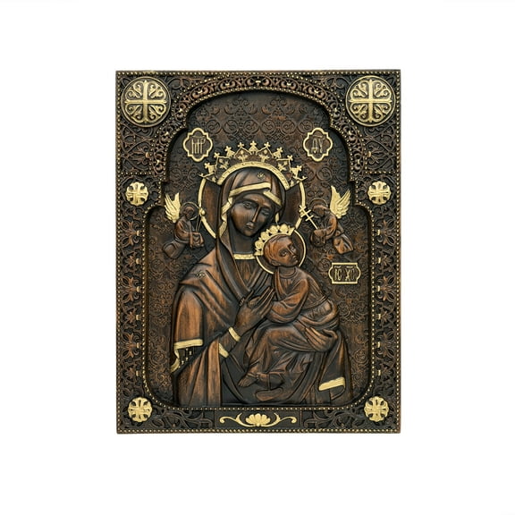 Our Lady of Perpetual Help Wood Carved Wall Decor Catholic Religious Items Home Decor Our Lady Statue Vintage Wall Art