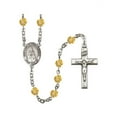 thumbnail image 1 of Our Lady of Rosa Mystica Silver-Plated Rosary 6mm November Yellow Fire Polished Beads Crucifix Size 1 3/8 x 3/4 medal charm, 1 of 1