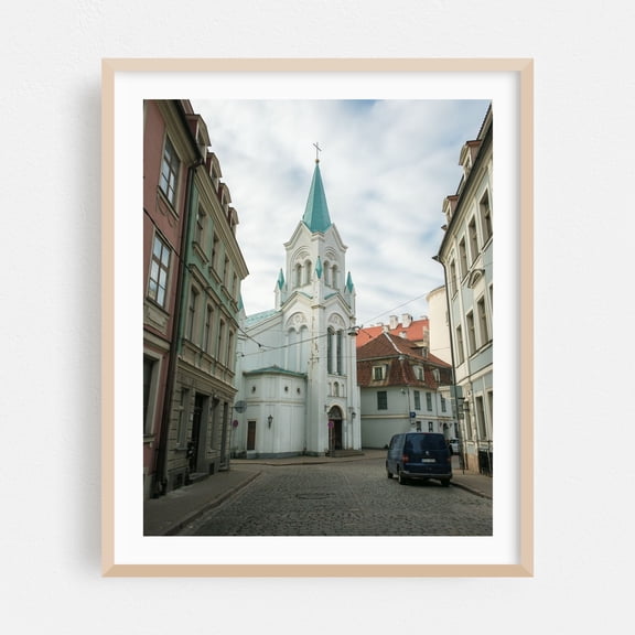 Our Lady of Sorrows Church, Riga 01 - Riga Riga Latvia Photography Oak Framed Wall Art Print 24 x 30 inches