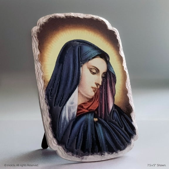 Our Lady of Sorrows Resin Plaque  7.5" x 5" Stand-Alone Catholic Home Decorative Figurine