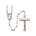 thumbnail image 1 of Our Lady of Star of the Sea Silver-Plated Rosary 6mm April Crystal Fire Polished Beads Crucifix Size 1 5/8 x 1 medal charm, 1 of 1