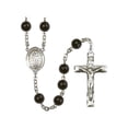 thumbnail image 1 of Our Lady of Tears Silver-Plated Rosary 7mm Black Onyx Beads Crucifix Size 1 3/4 x 1 medal charm, 1 of 1