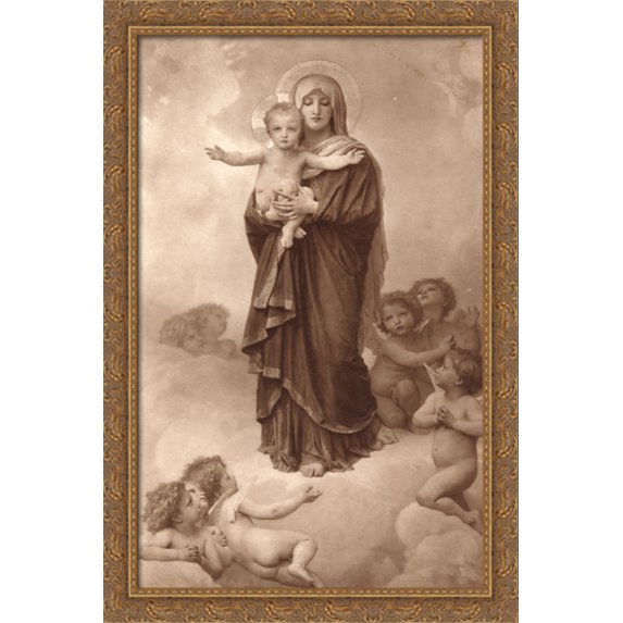 Our Lady of the Angels 26x40 Large Gold Ornate Wood Framed Canvas Art ...