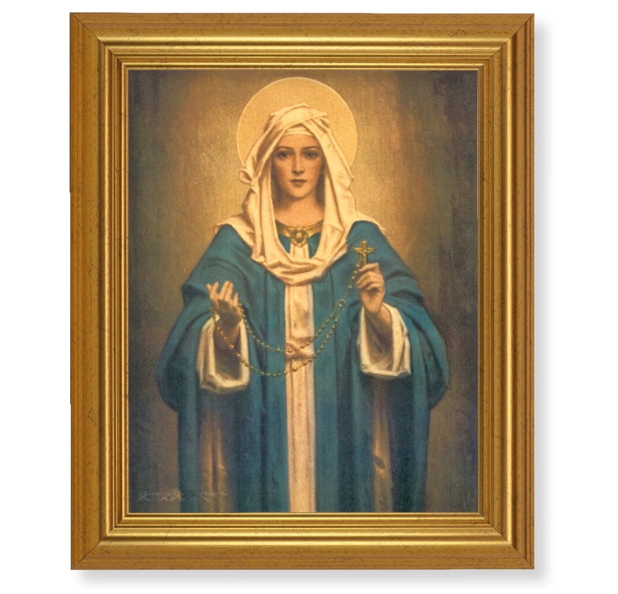 Our Lady of the Rosary Picture Framed Wall Art Decor, Large, Antique ...