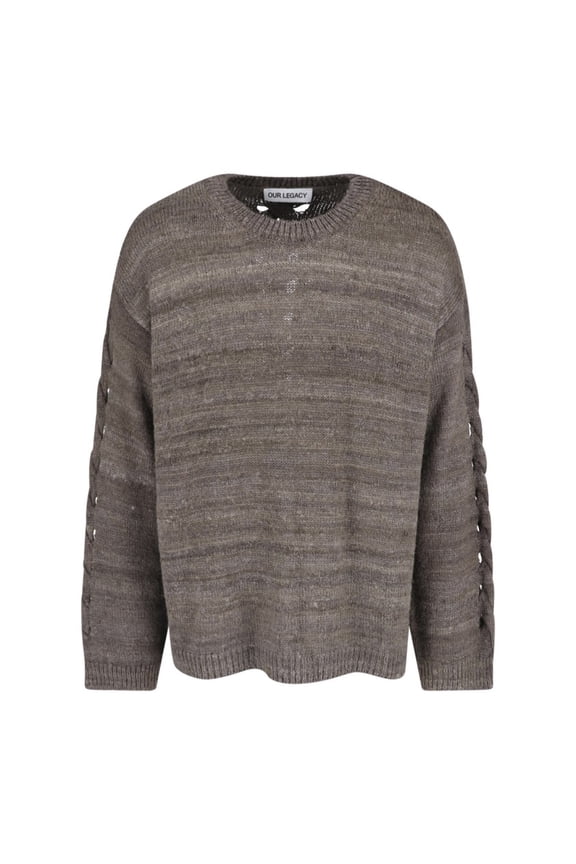 Brownish-Grey Textured Knit Loose Sweater (Men's)