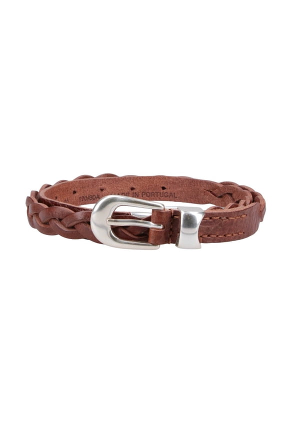 Men's Brown Braided Leather Adjustable Belt Brown