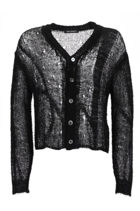 Neutrals Striped Loosely Knitted Linen Cardigan (Men's)