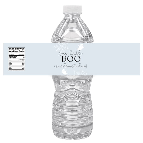 Our Little Boo Is Almost Due Water Bottle Labels | Set Of 12 | Spooky Baby Shower Favors | Ghost Theme Decor