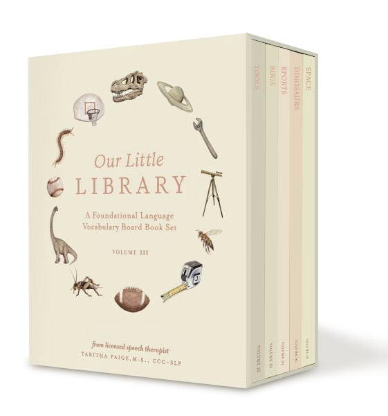 Pre-Owned Our Little Library Vol. 3: A Foundational Language Vocabulary Board Book Set for Babies, Including Bugs, Dinosaurs, Sports, Space, and Tools
