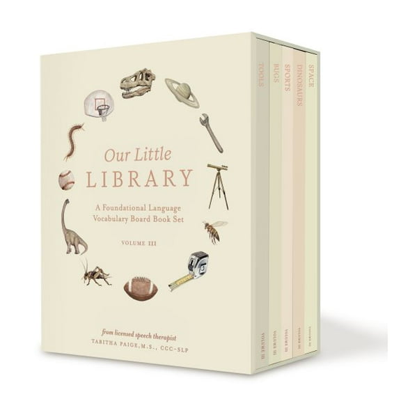 Pre-Owned Our Little Library Vol. 3: A Foundational Language Vocabulary Board Book Set for Babies, Including Bugs, Dinosaurs, Sports, Space, and Tools