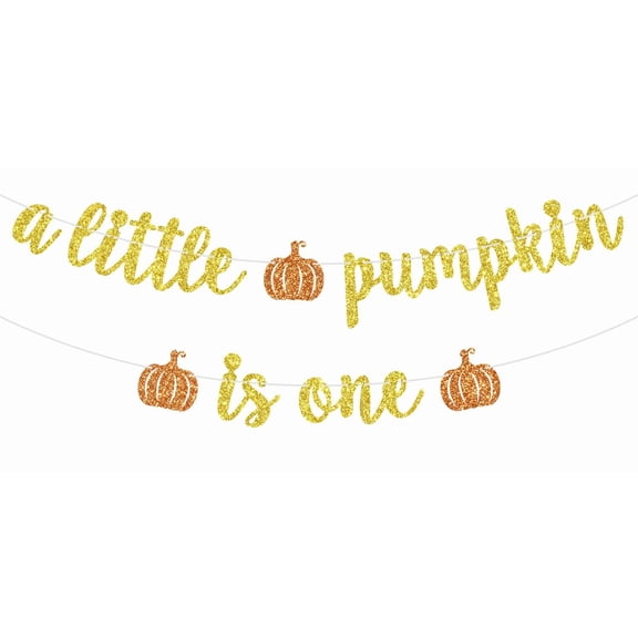 Our Little Pumpkin is One Banner, Pumpkin First Birthday Sign, Fall One, Autumn Thanksgiving Happy 1st Birthday Party Decorations for Kids