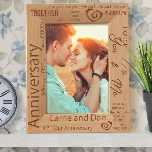 Our Love Anniversary Personalized Wooden Picture Frame 8" x 10" Brown (Vertical)