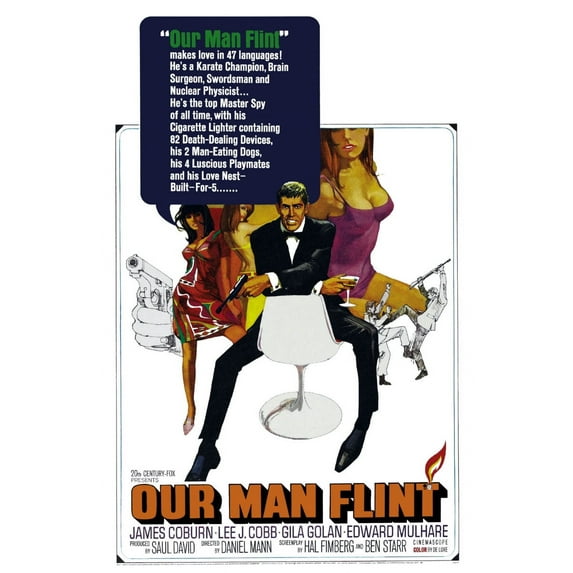 Our Man Flint Movie Poster Reprint 27inx40in for any room 27x40 Multi-Color Square Adults Z Posters