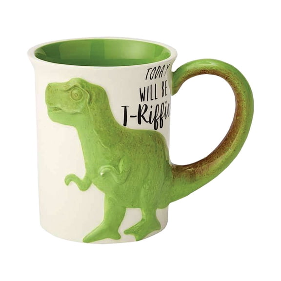 T-Rex Coffee Mug - 16 Ounces, Sculpted Tail Handle, Dinosaur Tyrannosaurus