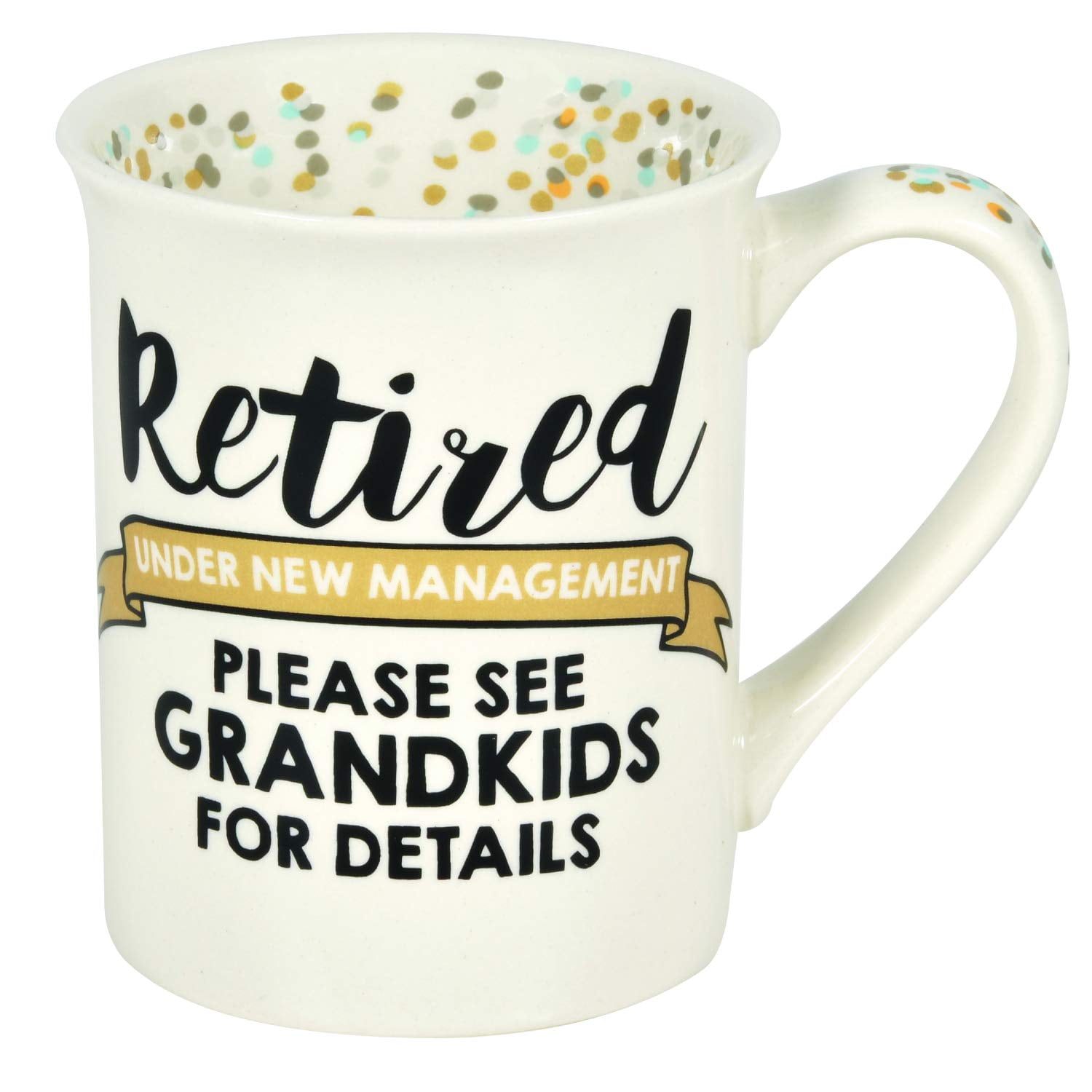 White Ceramic Retirement Mug with Fun Grandkids Message