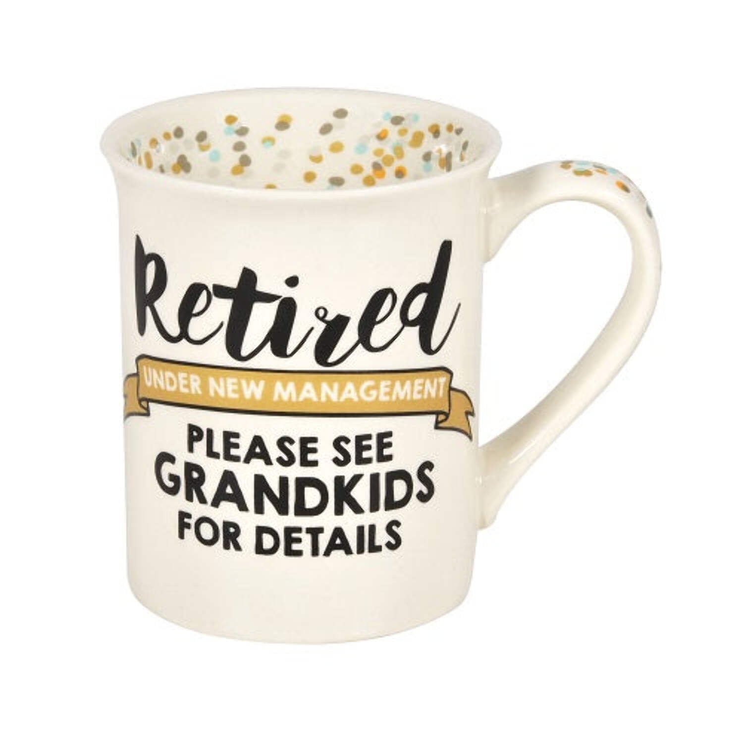 White Ceramic Retirement Mug with Fun Grandkids Message