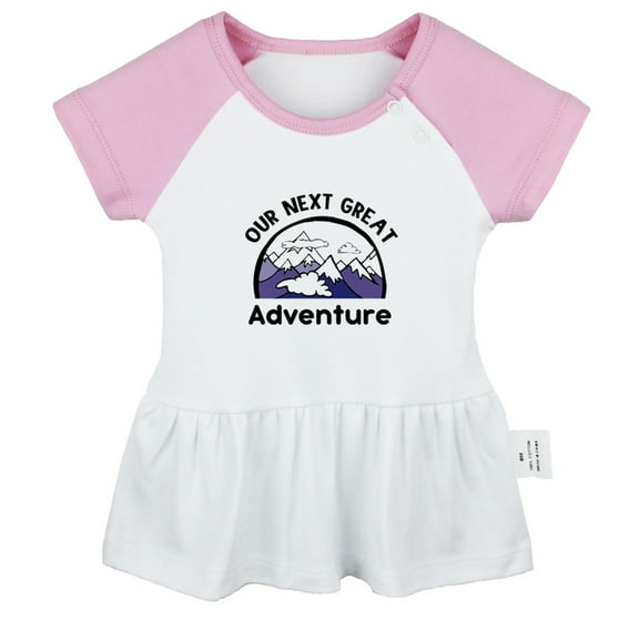 Our Next Great Adventure Funny Dresses For Baby, Newborn Babies Skirts, Infant Princess Dress, 0-24M Kids Graphic Clothes (Pink Raglan Dresses, 12-18 Months)