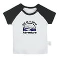 thumbnail image 1 of Our Next Great Adventure Funny T shirt For Baby, Newborn Babies T-shirts, Infant Tops, 0-24M Kids Graphic Tees Clothing (Short Black Raglan T-shirt, 12-18 Months), 1 of 4