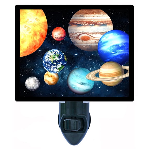 Our Planets Night Light  Solar System Space Scene with Planets and Stars Educational Dcor with Free Switchable Insert