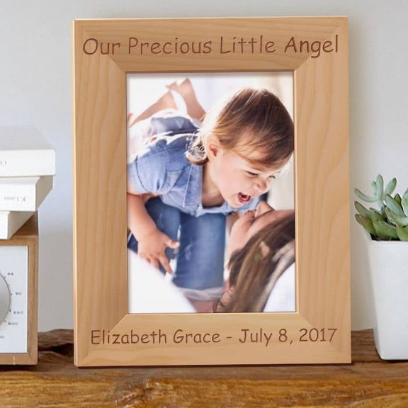 Our Precious Little Angel Personalized Wooden Picture Frame 8" x 10" Brown (Vertical)