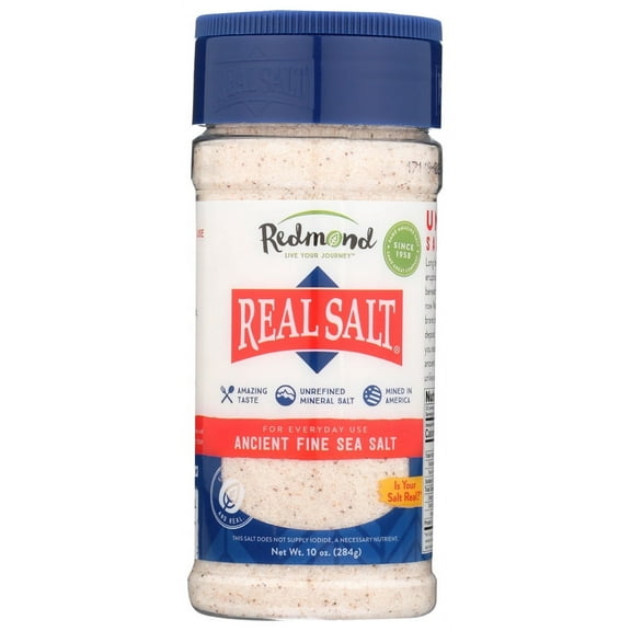 Redmond Real Unrefined Sea Salt, Fine, 10 oz Shaker