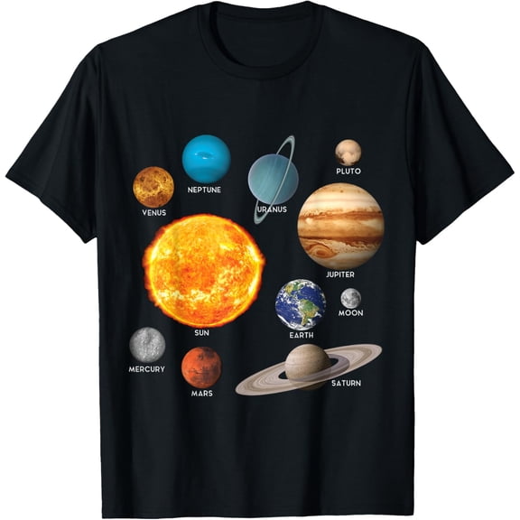 Our Solar System, Science Education,T Shirt Men, Women, Kids T-Shirt men and women can wear, black, white, gifts