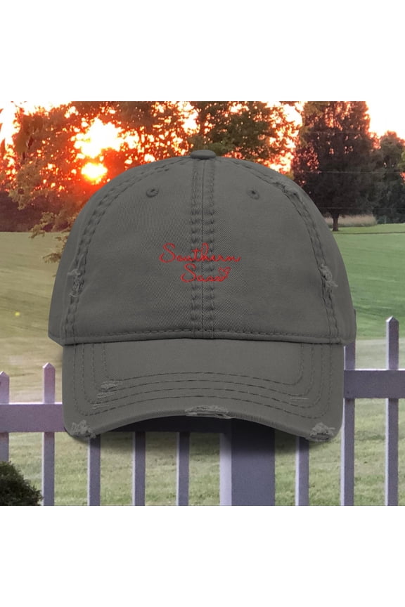 Our Southern Sass Collection Embroidered Distressed Baseball Cap Cotton Twill Casual Black Women 1 Count