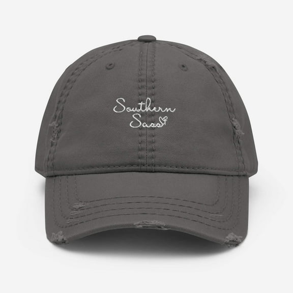 Angel Feathers Originals Our Southern Sass Collection Embroidered Distressed Cotton Twill Casual Baseball Cap, Black