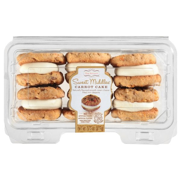 Our Specialty Carrot Cake Sweet Middle Sandwich Cookies, Made in a Peanut Free and Nut Free