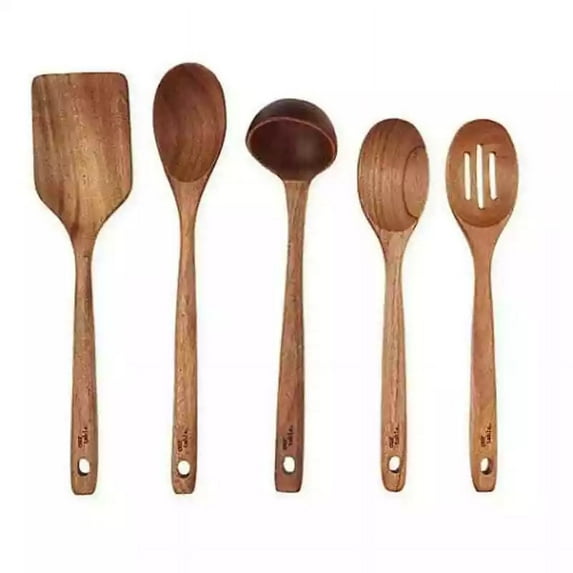 Our Table 5-Piece Wood Mixed Utensil Set In Natural