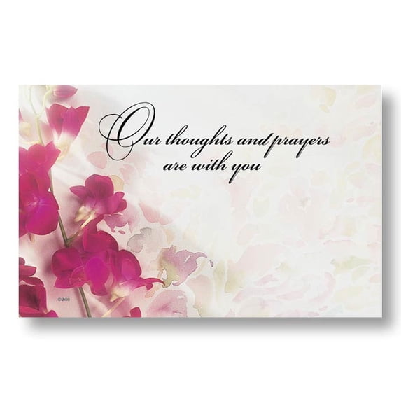 Our Thoughts and Prayers Are With You Enclosure Cards / Gift Tags - 3-1/2in. x 2-1/4in. - 50/Pack (03032a) - Funeral Note Cards, Sympathy Gift Wrap