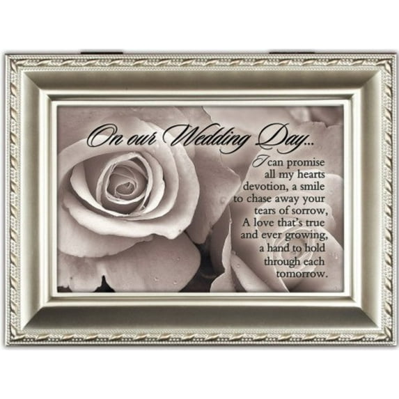 Our Wedding Day Champagne Silver Cottage Garden Traditional Music Box Plays Unchained Melody