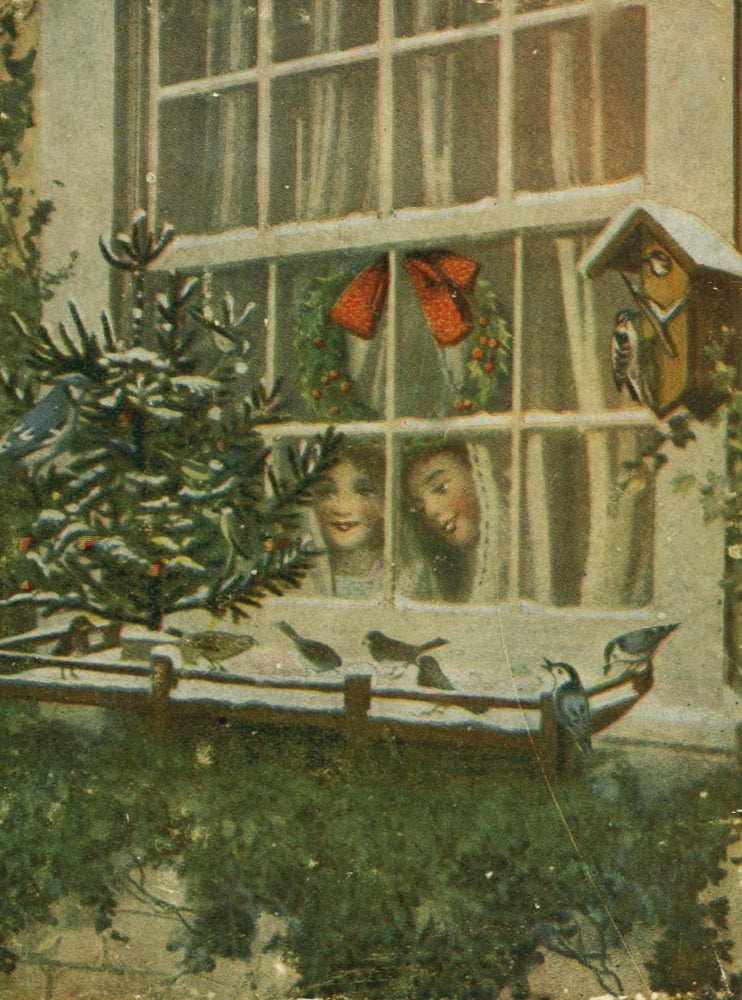 Our Winter Birds 1918 Watching the Birds Canvas Art - Unknown (24 x 36)