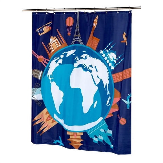 "Our World" Fabric Shower Curtain