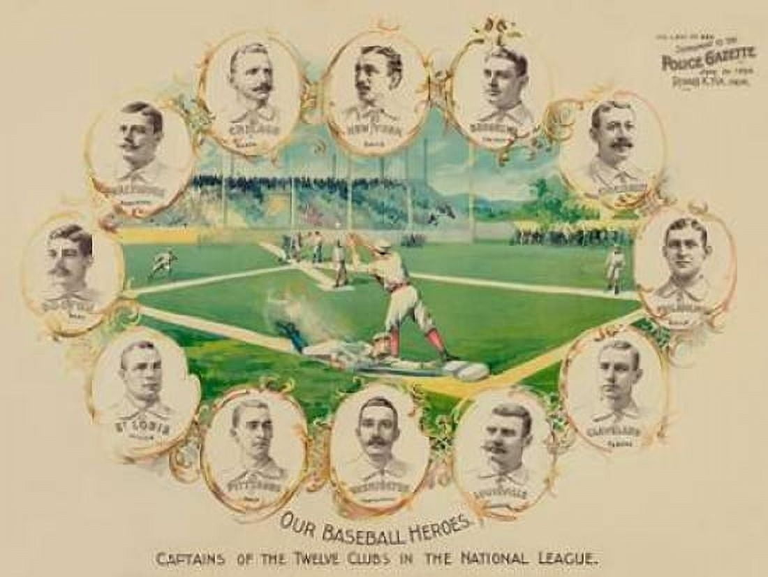 Our baseball heroes - captains of the twelve clubs in the National League Canvas Art - Vintage Sports (18 x 24)