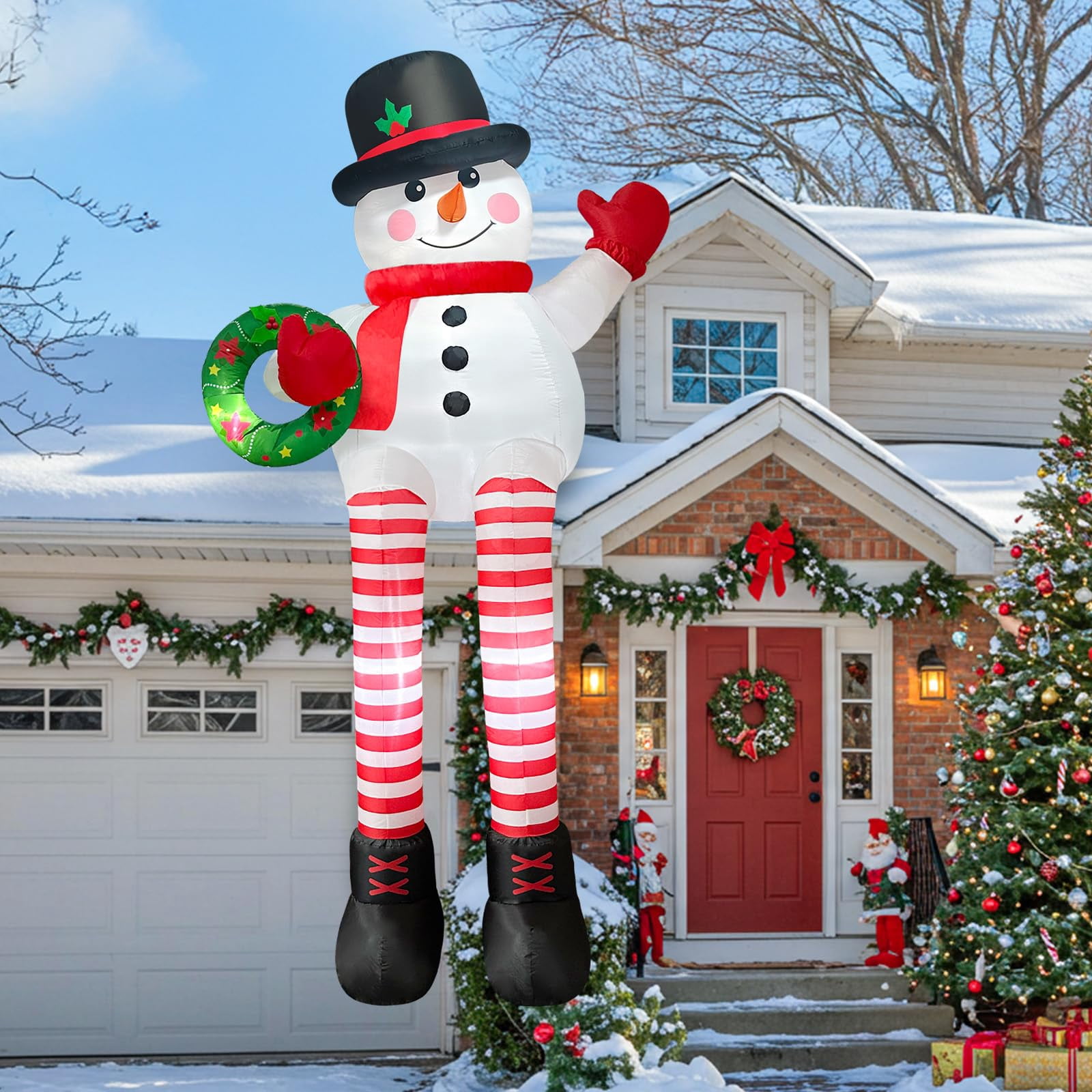 OurWarm 10FT Giant Inflatables, Sitting Inflatable Snowman Decorations ...