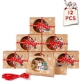 thumbnail image 1 of OurWarm 12pcs Christmas Cookie Gift Boxes Treat Boxes for Holiday Gift Giving and Christmas Party Supplies, Christmas Kraft Paper Food Bakery Boxes with Clear Window, Oilpaper and Ribbons, 1 of 6