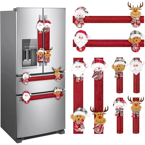 OurWarm Christmas Refrigerator Handle Covers Set of 8, Christmas Kitchen Decor Snowman Fridge Door Handle Cover Appliance Handle Covers for Christmas Decorations