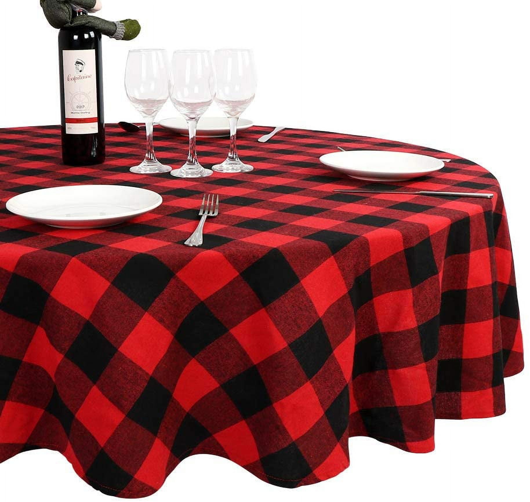 OurWarm Christmas Tablecloth Round, Buffalo Plaid Tablecloth 70 x 70